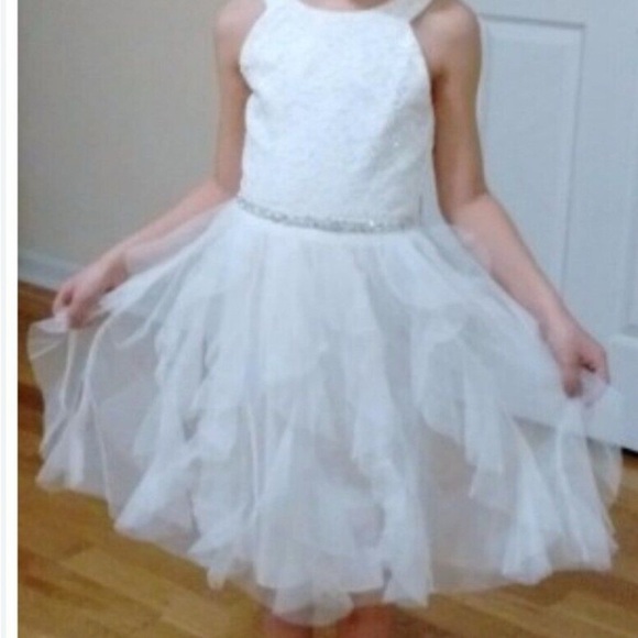 Speechless Kids Flower Girls Dress Ivory with Rhinestone Belt Size 10 - Picture 13 of 13